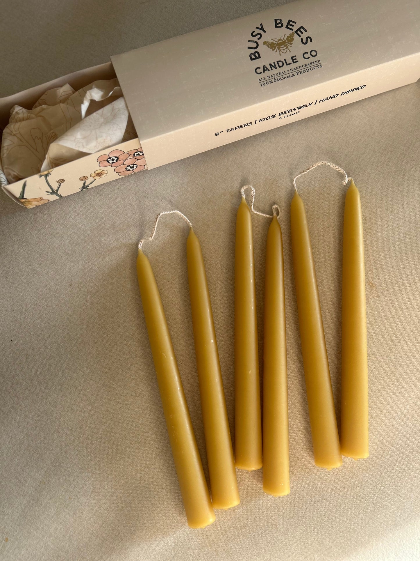 Hand Dipped 9" Taper Candles